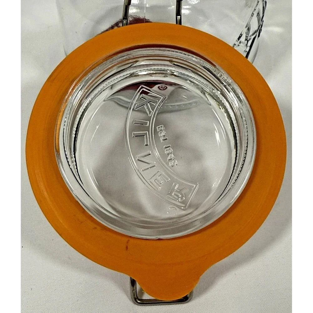 Kilner Clip Top Glass Jar Small Clear Orange Seal Airtight Storage 0.35L